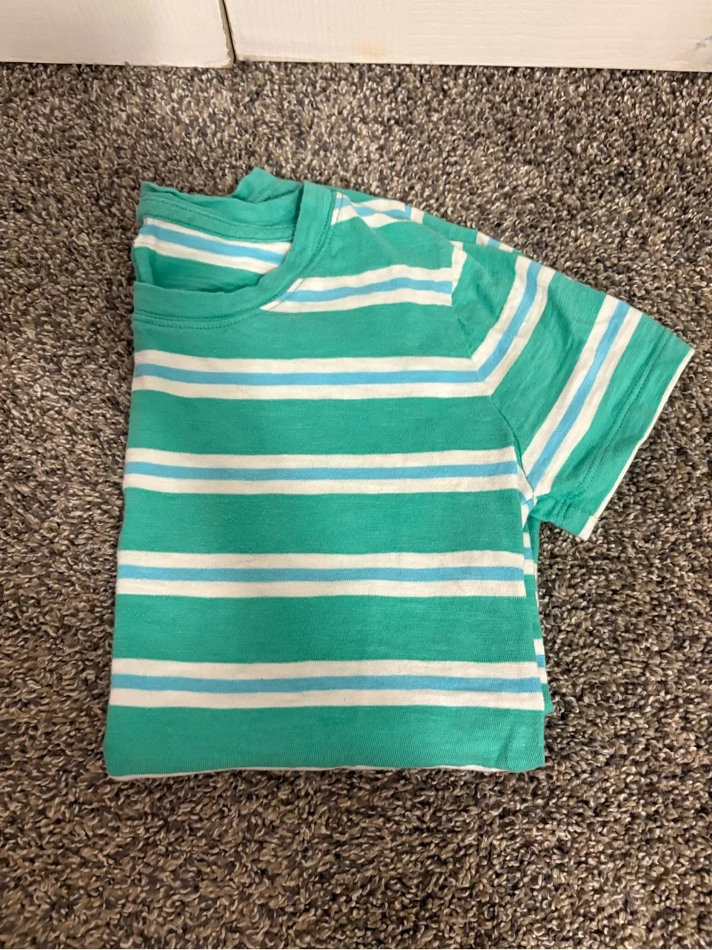 J. Crew Women’s Teal & White Striped Short-Sleeve Tee - Picture 2 of 5